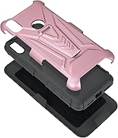 Vista 5 de Funda diseñada para Jitterbug Smart 3 (2021) con vidrio templado, clip giratorio para cinturón, soporte para soporte de armadura resistente a prueba