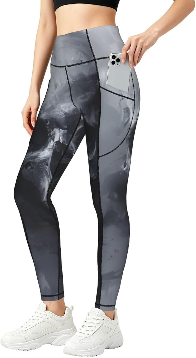 Horror Ghost Skull Print Leggings for Women,Workout Sets with Tummy Control,Perfect Gym Clothes for Women