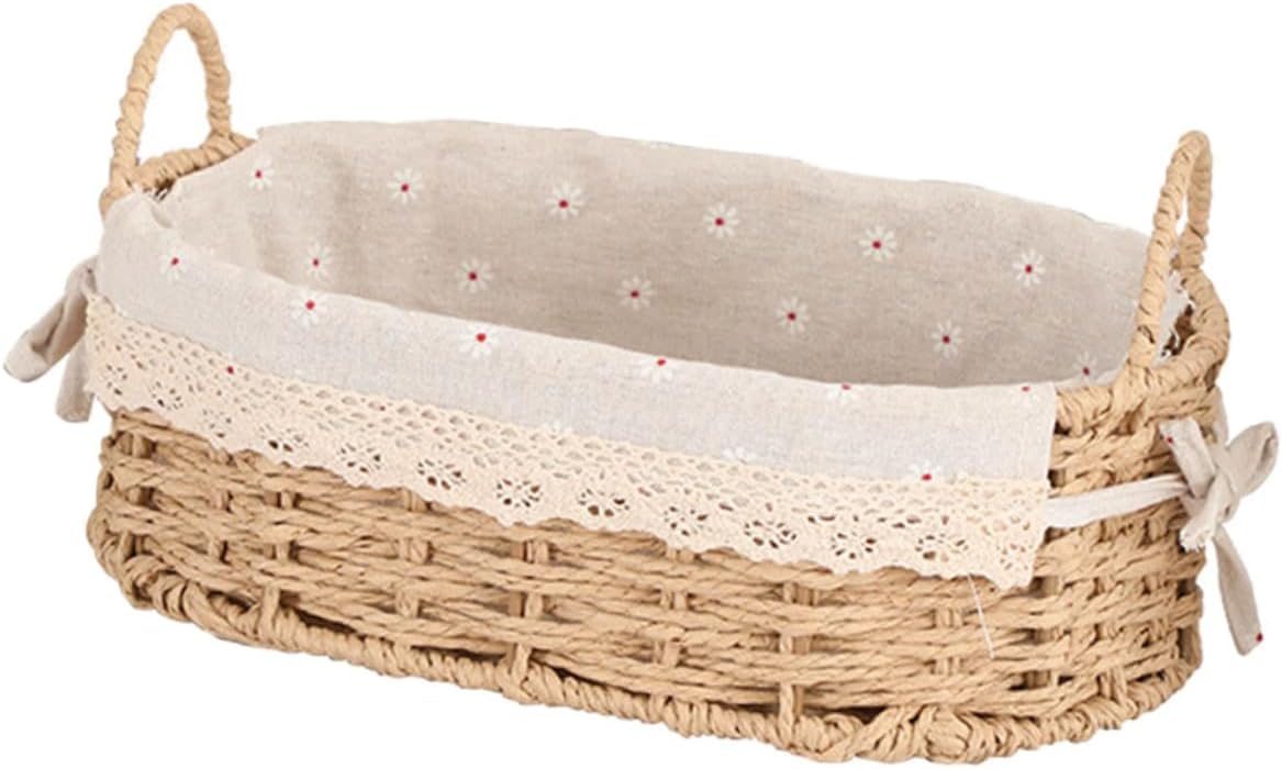 Ciieeo Woven Storage Basket for Desktop Organization Multi-Purpose Cloth Holder Natural Fabric for Cosmetics Keys and Sundries for Home and Office Use
