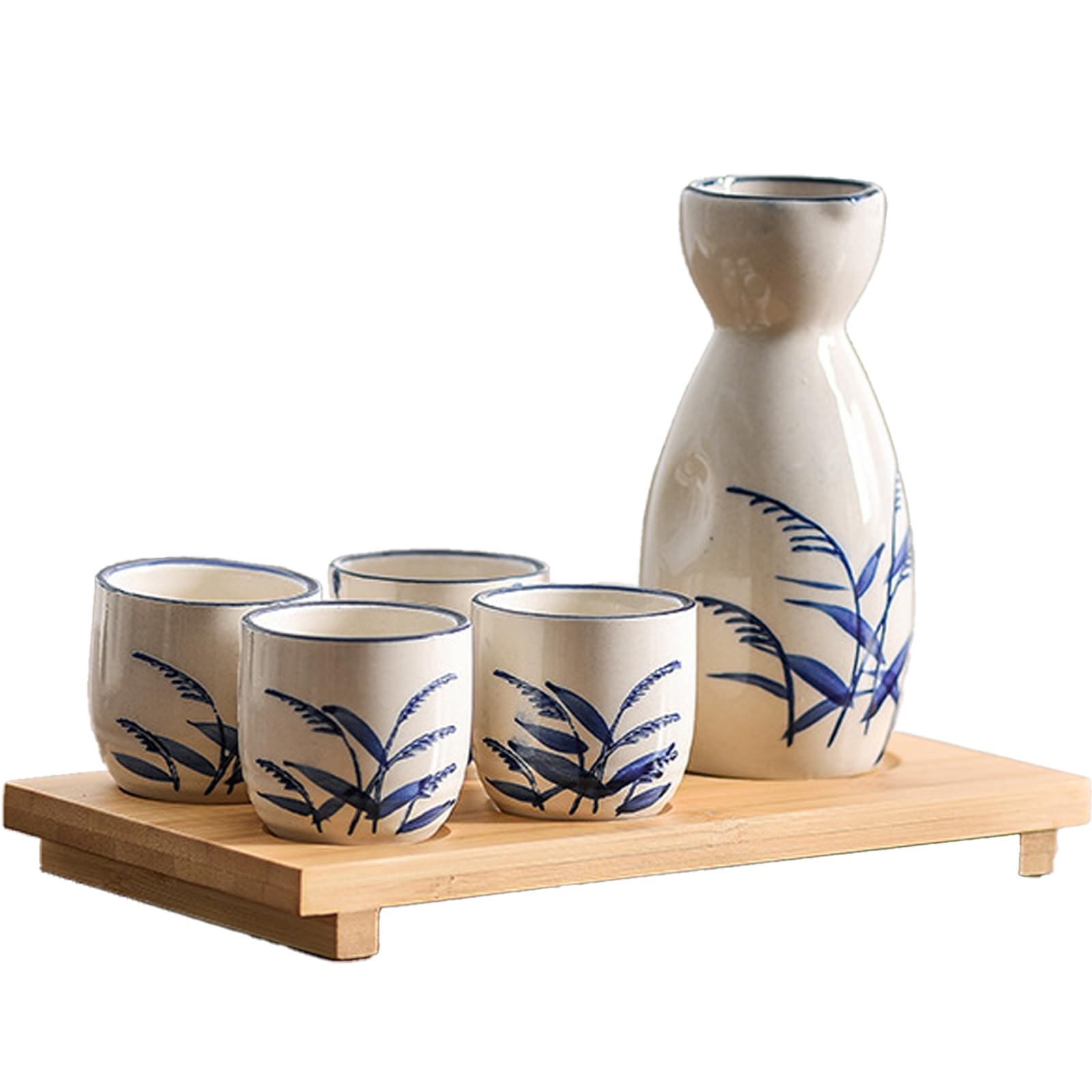 Tradizionale Set di Sake, Set da Tè in Porcellana Cinese, Set di Sake Tradizionale Ceramica, per Ristoranti, Case, Taverne, Caraffa di Sake con 4 Tazze di Sake, Idea Regalo(Latte Bianco)