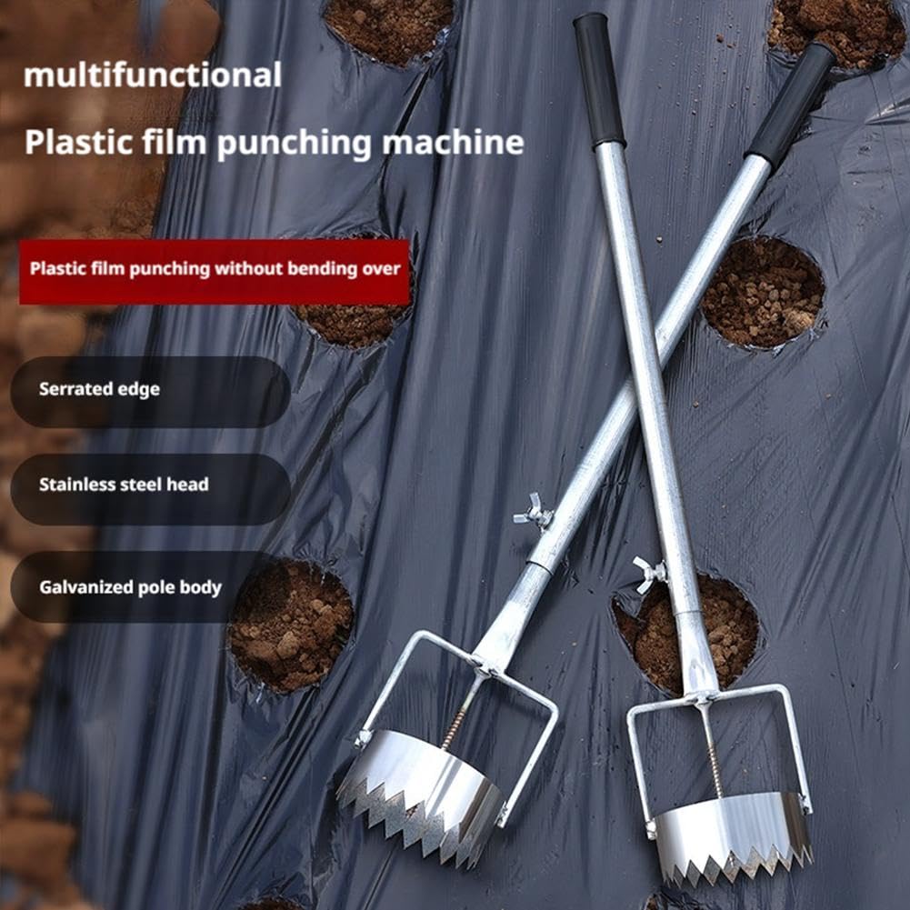 Foratrice per bulbi e pacciamatura, in acciaio inox, regolabile, strumento per la rimozione delle zolle, per piantare serre, cura del prato e lavori in giardino