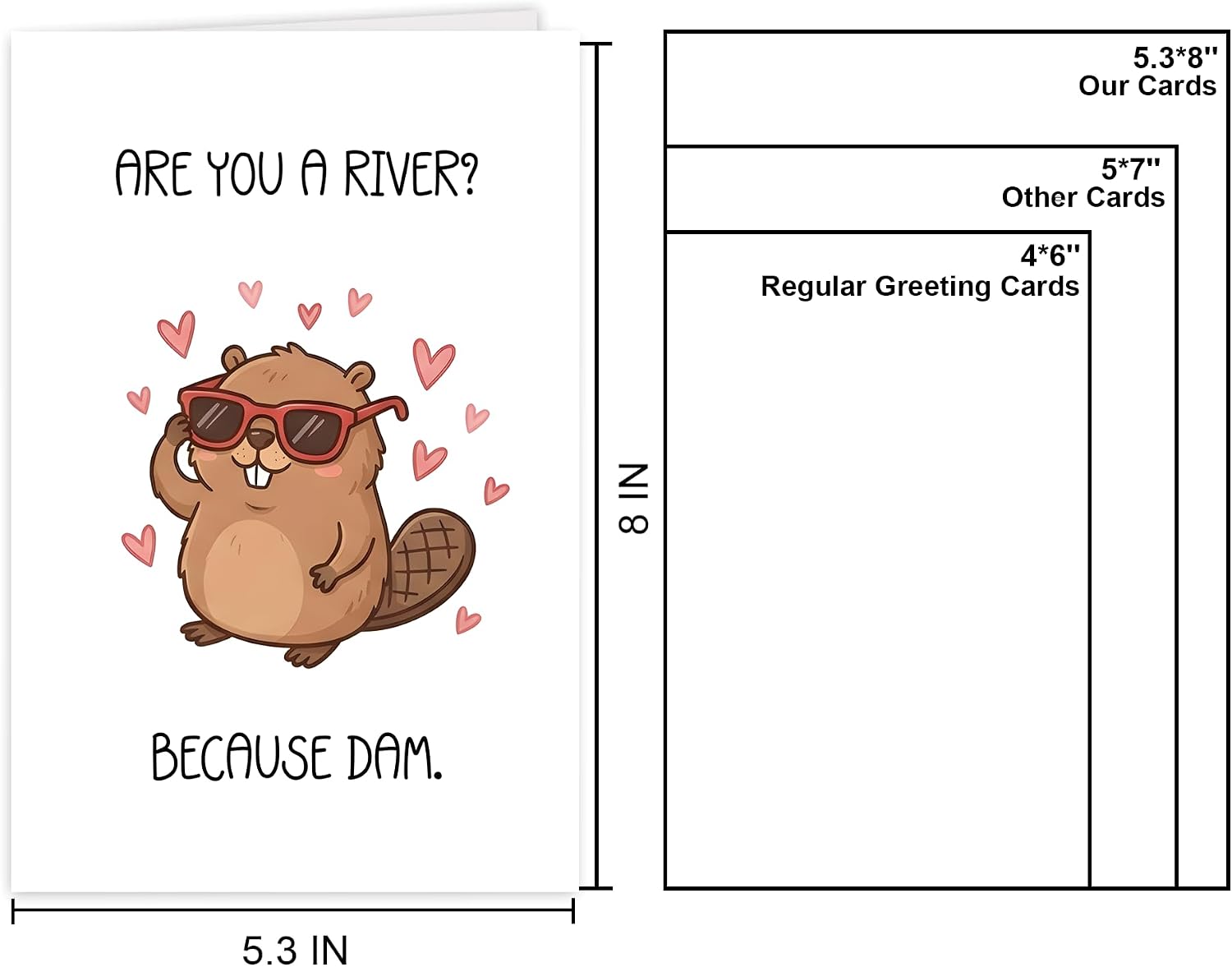 Funny Beaver Love Card, Humorous Wedding Anniversary Card for Husband Wife Boyfriend Girlfriend Partner, Romantic Anniversary Cards Gift.