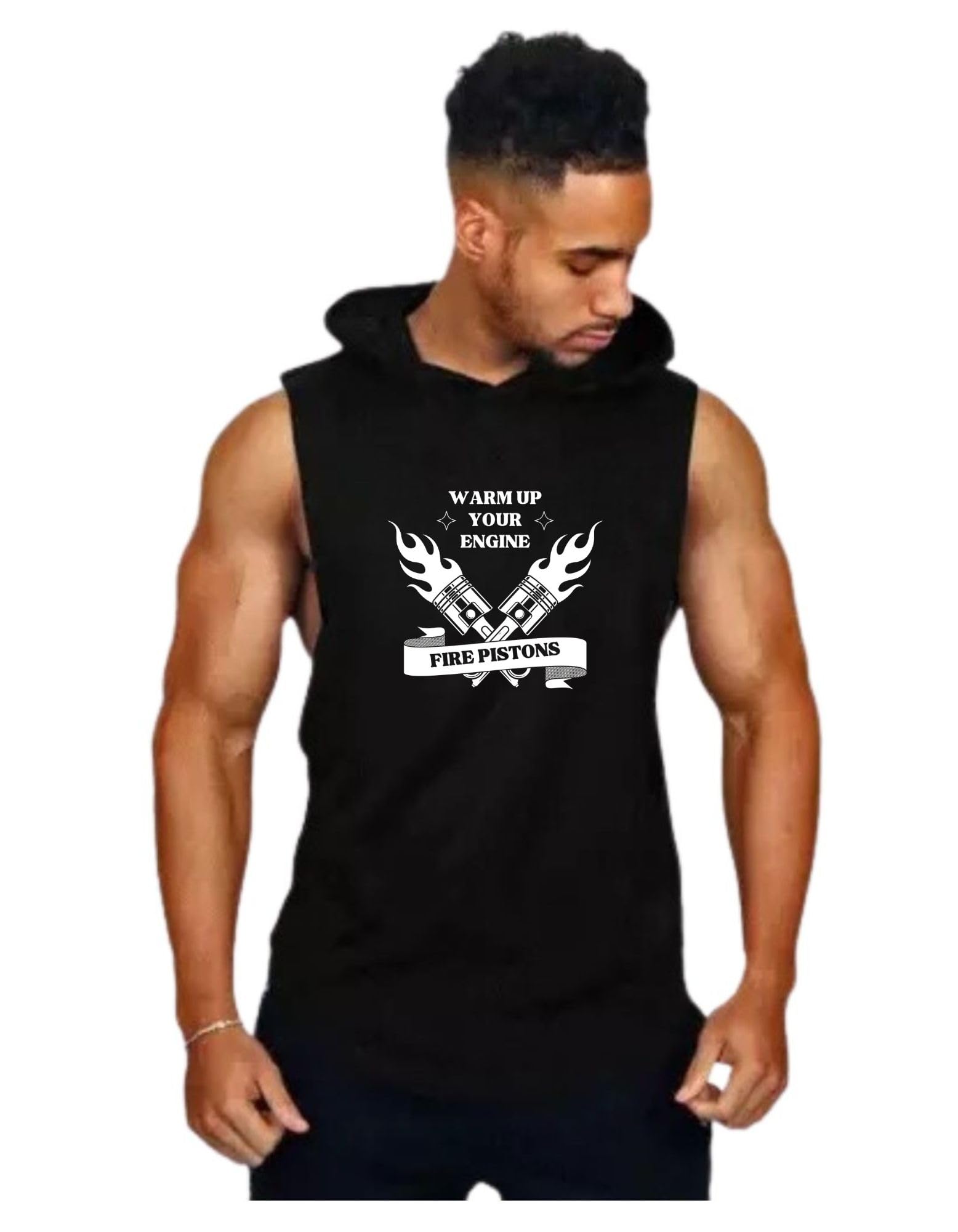 Versatile Men's Polyester Printed Gym Vest for All Sports Activities Black