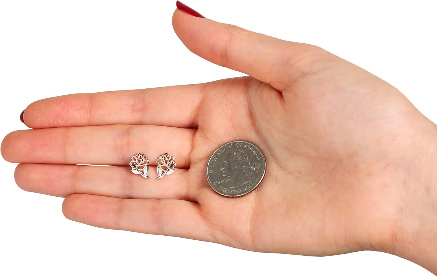 Vista 5 de Disney Pendientes de tuerca rosa de Bella y la Bestia Metal