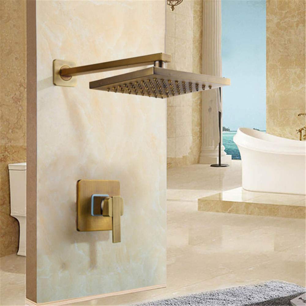Ensemble de robinetterie de douche mural en laiton antique avec pommeau de douche 8 pouces