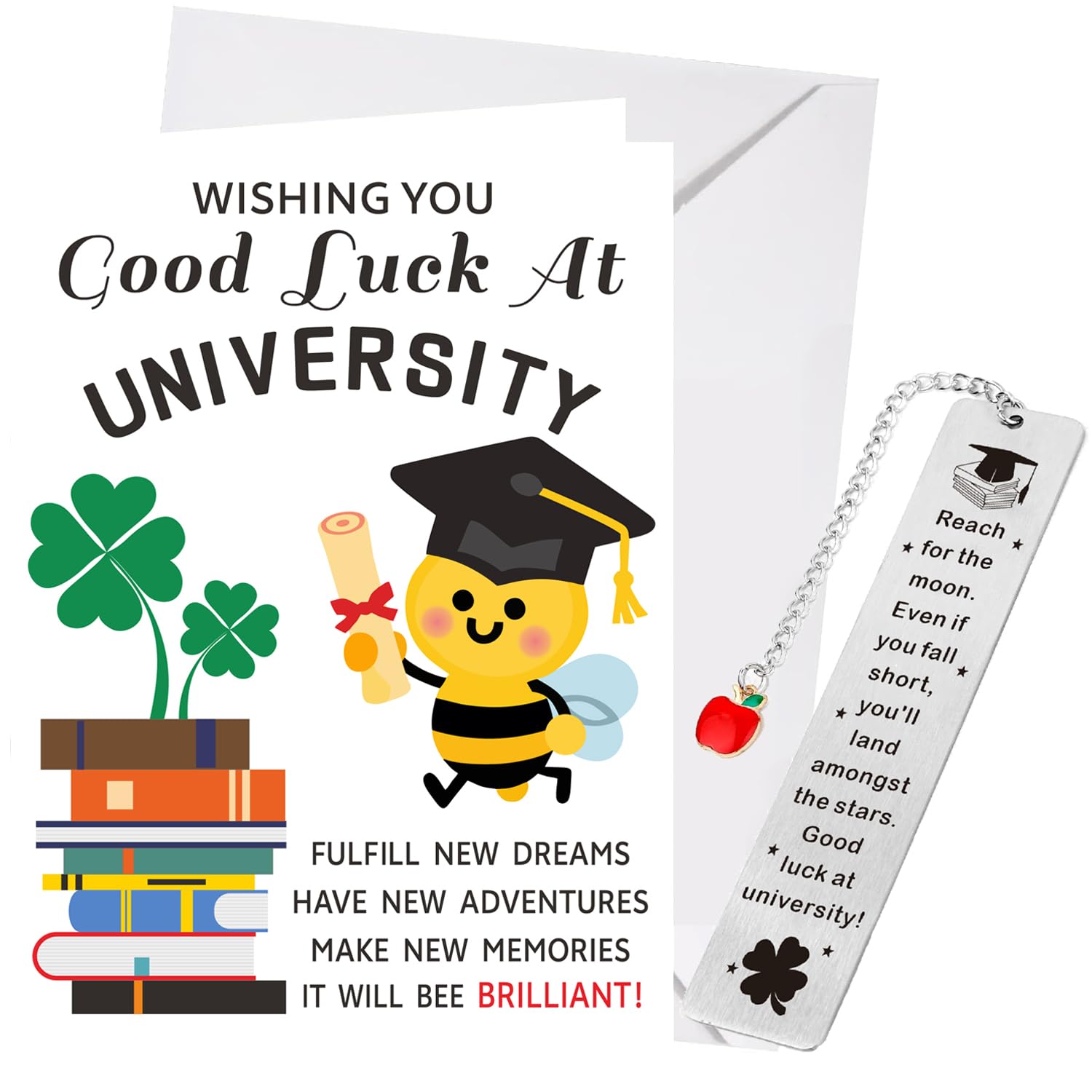 XINDY Good Luck at University Card, Off to University Card, Good Luck at Uni Bookmark Gift for Students Going to University Uni Gift for Her, Him