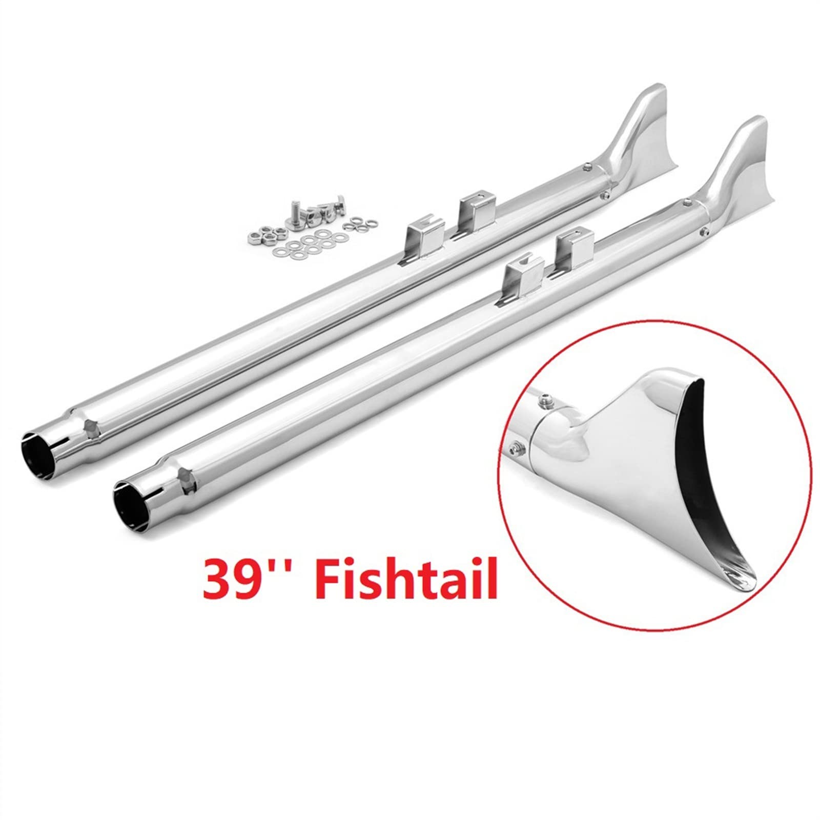 Tubo De Escape Silenciador Deslizante De Cola De Pez De 33 "36" 39 "42" para Harley Touring Bagger Electra Glide FLHT FLTR Road King FLHR FLHX FLHX FLT 1995-2016 (Color : 39 in)