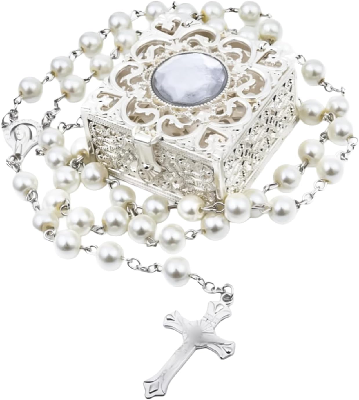 Rosary Beads, Rosary Beads Catholic for Men and Women Pack in Holy Cup Metal Gift Box, First Communion Rosary for Girls and boys, Rosary Necklace as Gifts for Mother, Grandmother, Elders.