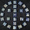 Sodalite Runes Crystal Rune Stones Set 25Pcs Elder futhark Viking Gemstone Reiki Healing Golden Engraved Runic Alphabets Divination Meditation Spiritual Gifts for Women Witchcraft Supplies #2