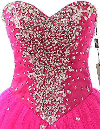 Jaeden Women's Wedding Sweetheart Long Quinceanera Dresses Formal Prom Dresses Ball Gown 10 Hot Pink #TOP3
