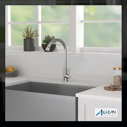 Miniatura 7 de Aolemi Agua fría solo grifo de cocina grifo de fregadero de níquel cepillado 304 grifo de acero inoxidable de arco alto sola manija