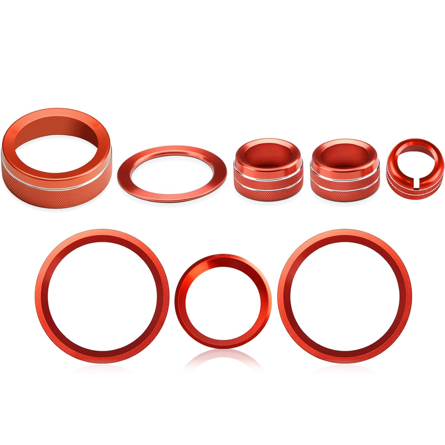 Auovo Radio Knob Cover for Forester 2019-2024 AC Knob Ring Air Conditioning Volume Tune Switch Knob Trim Drive Mode Gear Shift Switch Knob Ring 8pcs (Red-Orange, C)
