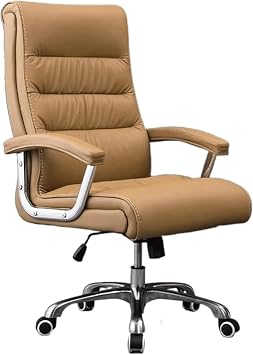 Thickened Seat Cushion Office Chair,Segmented Pressure Relief Backrest Design Desk Chair,Computer Chair with Silent Pulleys,C,Cowhide