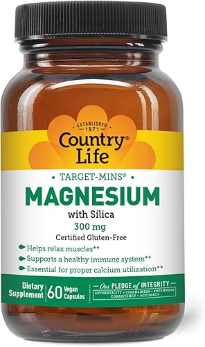 Country Life Target-Mins Magnesio con sílice 300 mg - 60 cápsulas vegetarianas - Puede ayudar a apoyar la salud inmunológica y la relajación