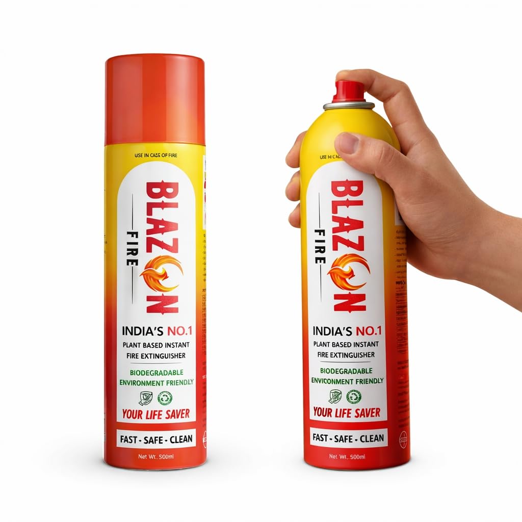 Blazon 500ml Advanced Fire Extinguisher - for Car, Home, Office, Industries & Kitchen Safety, Portable Foam Fire Extinguisher for All Types of Fire, Non-Toxic, Plant Based, No PFOA/PFOS