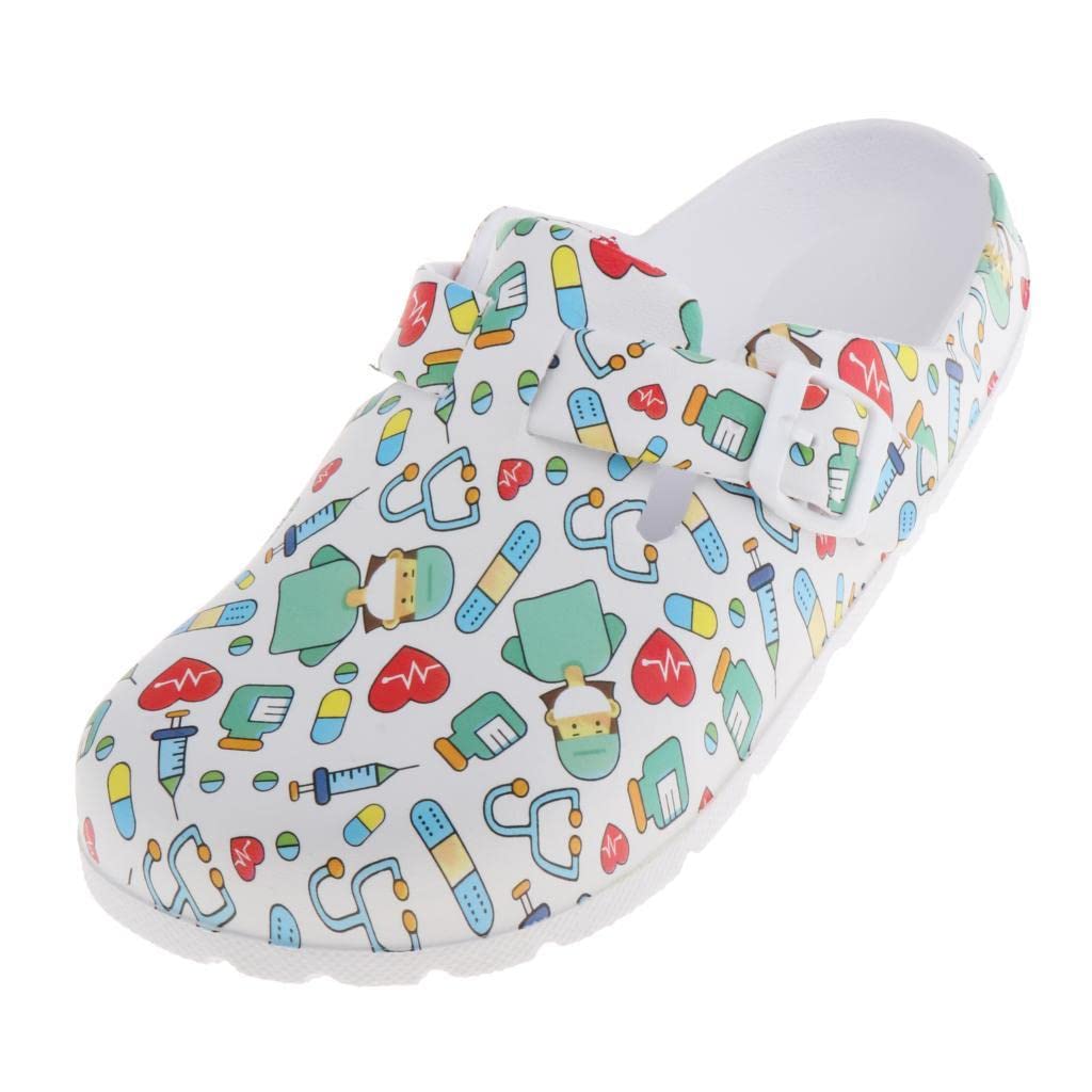 VISTORA Womens Print Nursing Shoes Work Shoes Soft Insole Beach Clogs Slippers 38 39|Womens Shoes|Occupational-picture-23
