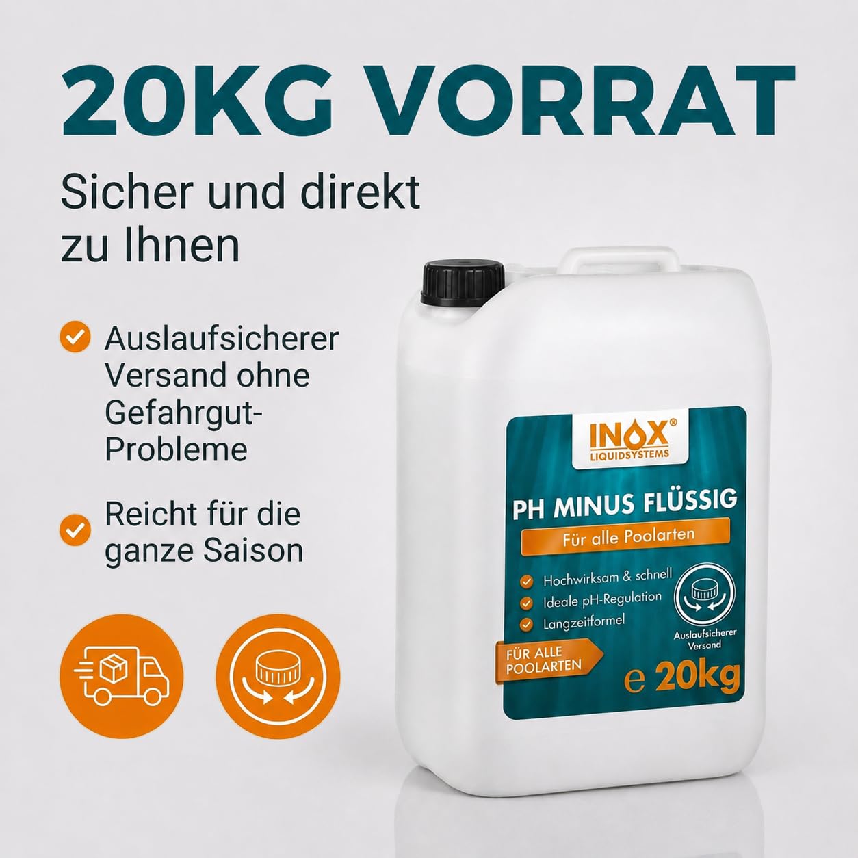 INOX pH Minus Flüssig 20 kg pH-Senker für Pool Whirlpool Wasserpflege Made in Germany