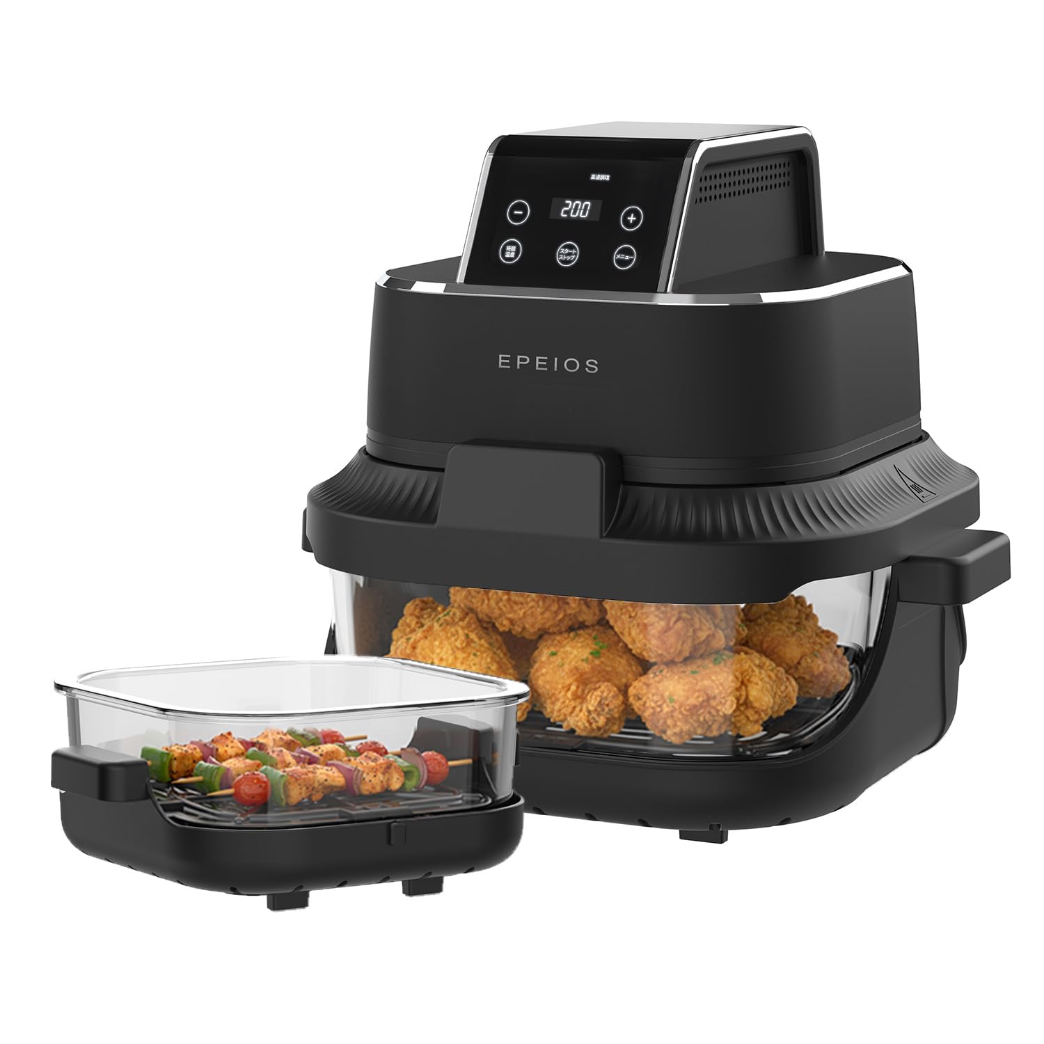 EPEIOS ガラスボウルノンフライヤー Amazon.co.jp: エペイオス(Epeios) ノンフライヤー 4L・1.5L 2点セット