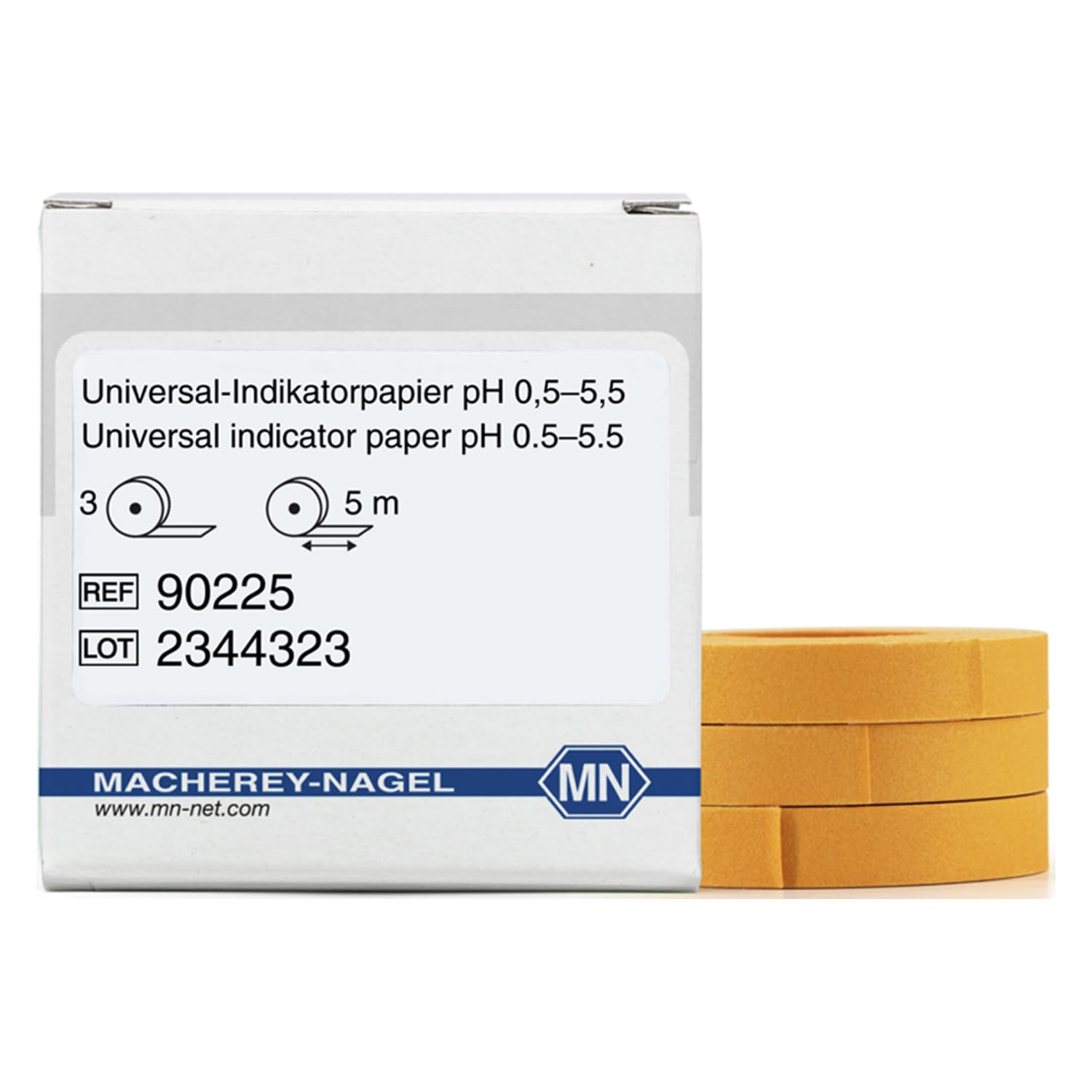 Macherey & Nagel ML-6174 Universal Indikatorpapier Rolle, pH 1-11, 5m Länge x 7mm Breite, 3 Stück
