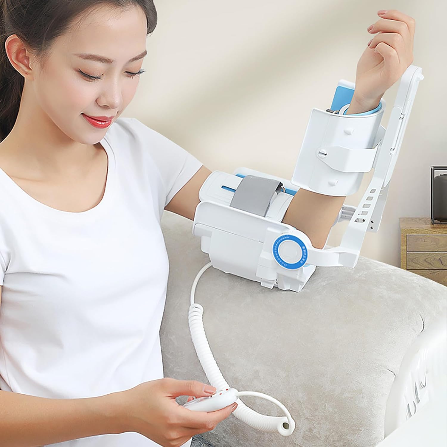 Tutore per gomito con cerniera, attrezzo per esercizi per il braccio, dispositivo elettrico per la riabilitazione dell'articolazione del gomito, supporto per il polso Troke FullAngle da 5 a 150°
