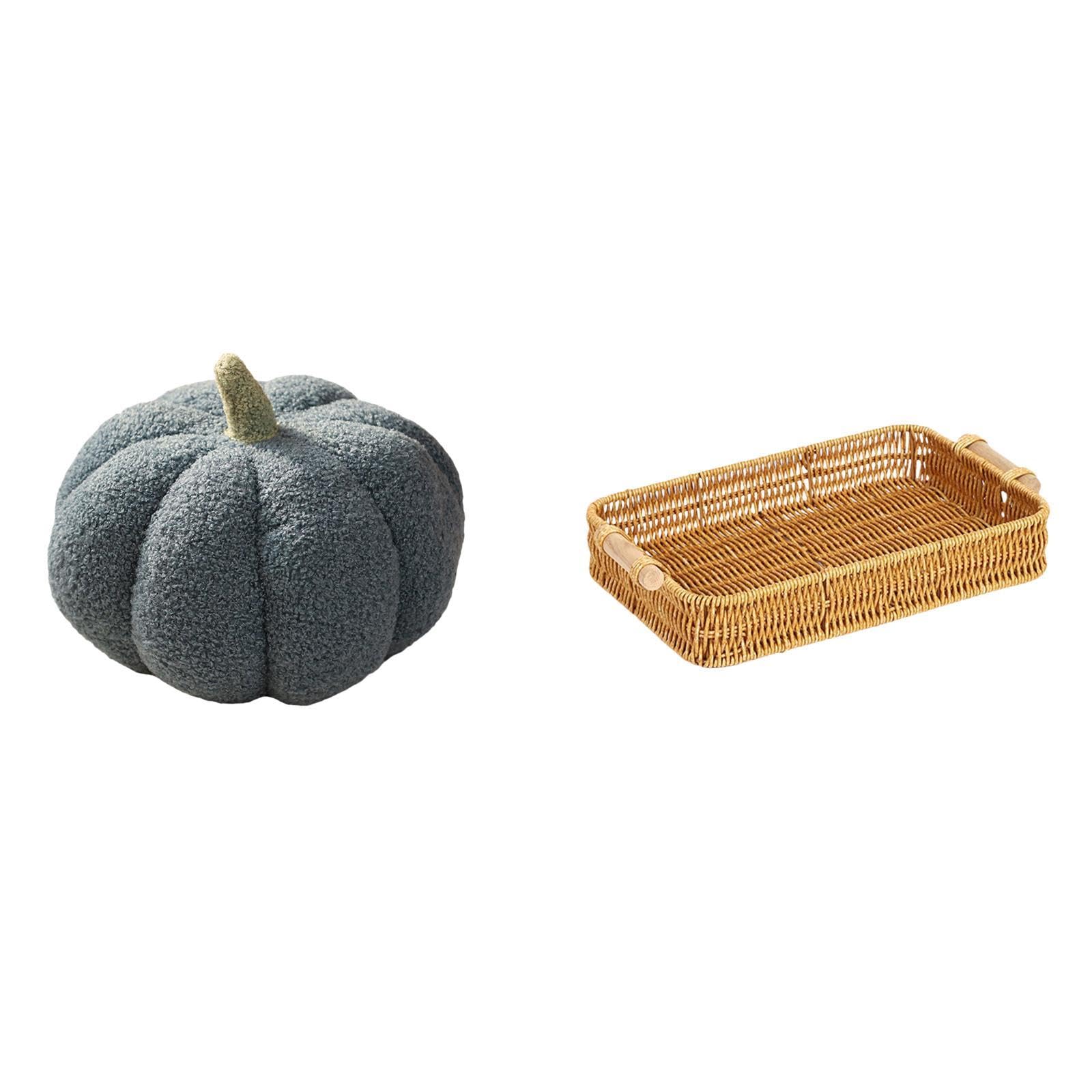 Halloween Pumpkin Pillows and Woven Fruit Baskets Plush Decorative Sofa Cushion for Bed Bedroom Room Decor Snack Serving Bowl Fruit Basket Bread Plate for Desktop-image-23