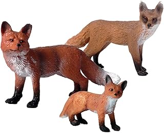 Toddmomy Fox Toy Figurine 3Pcs Red Fox Animal Toys Plastic Fox Toys Wild Animal Figure Jungle Animal Fox Playset Cake Topper Fox Party Favors Educational Toy Christmas Birthday Supplies