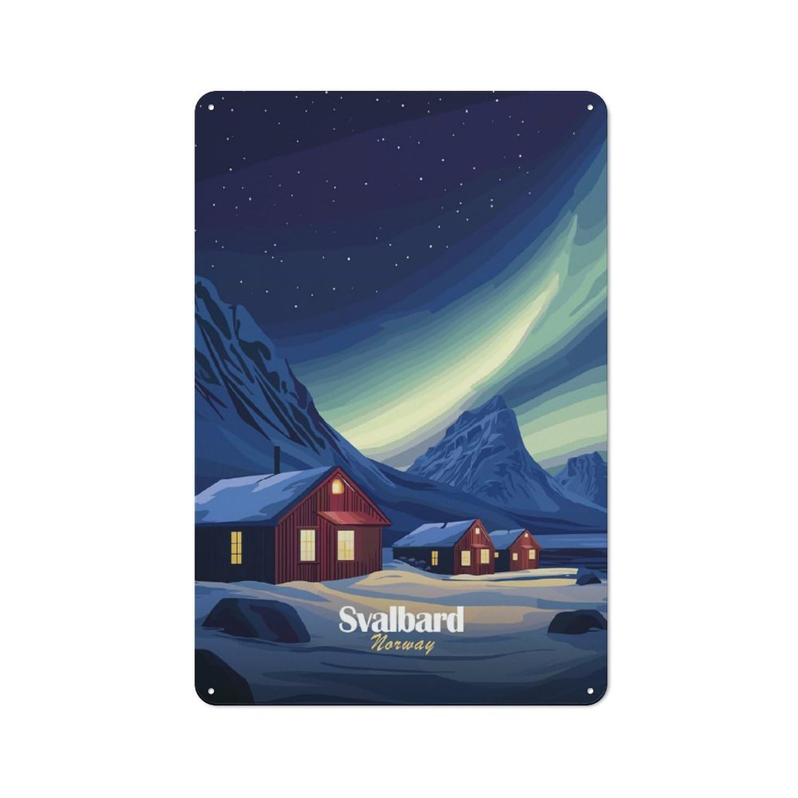 Junmoney Style-18 For Hobby Room Or Studio, Svalbard Aurora Borealis Retro Metal Sign 30X20cm, A Decorative Gift For A Newly Furnished Hobby Room And Studio