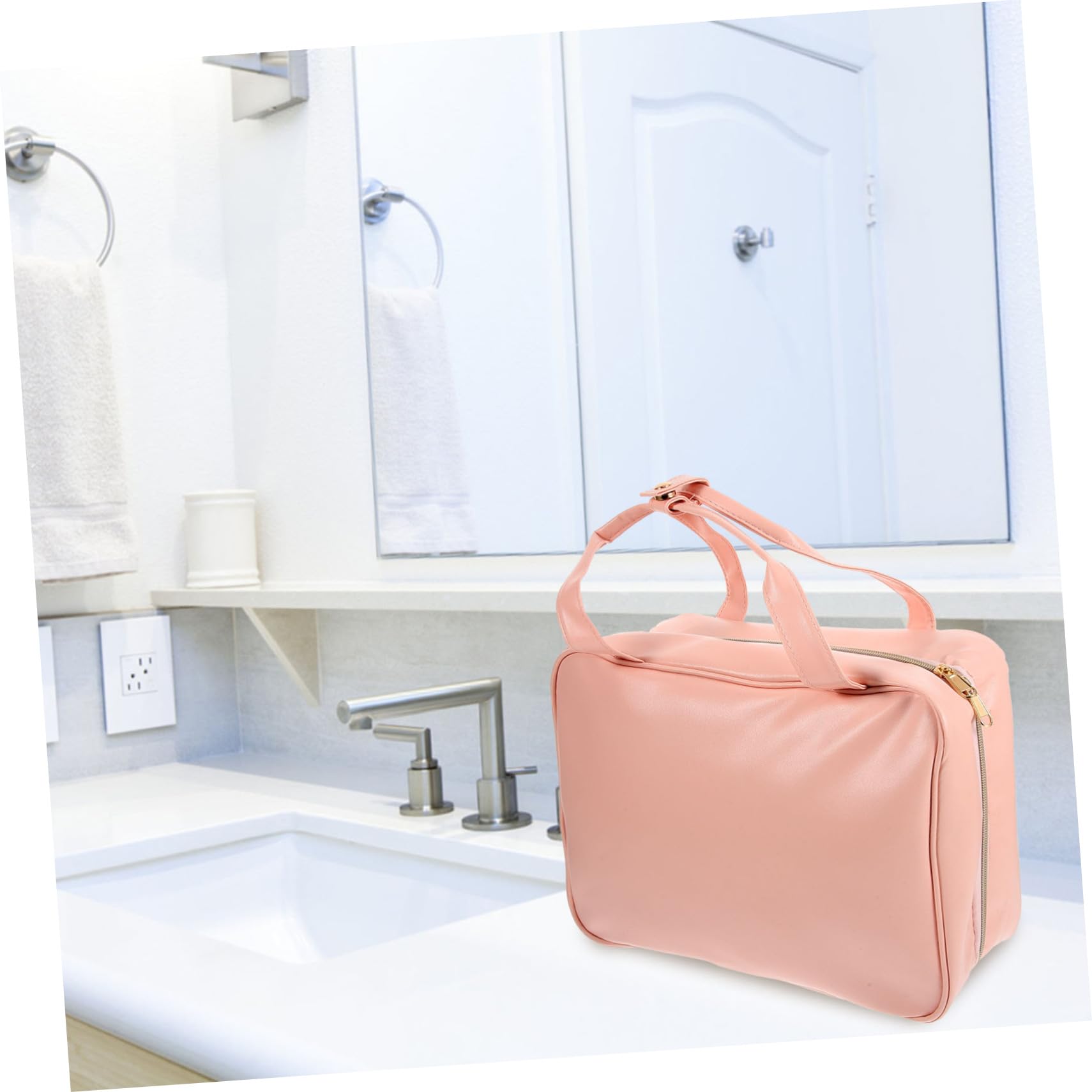 WOONEKY Borsa per Cosmetici Donna in Similpelle Organizer Cubo Scomparti Borsa da Viaggio per Articoli da Toeletta da Appendere Beauty Case