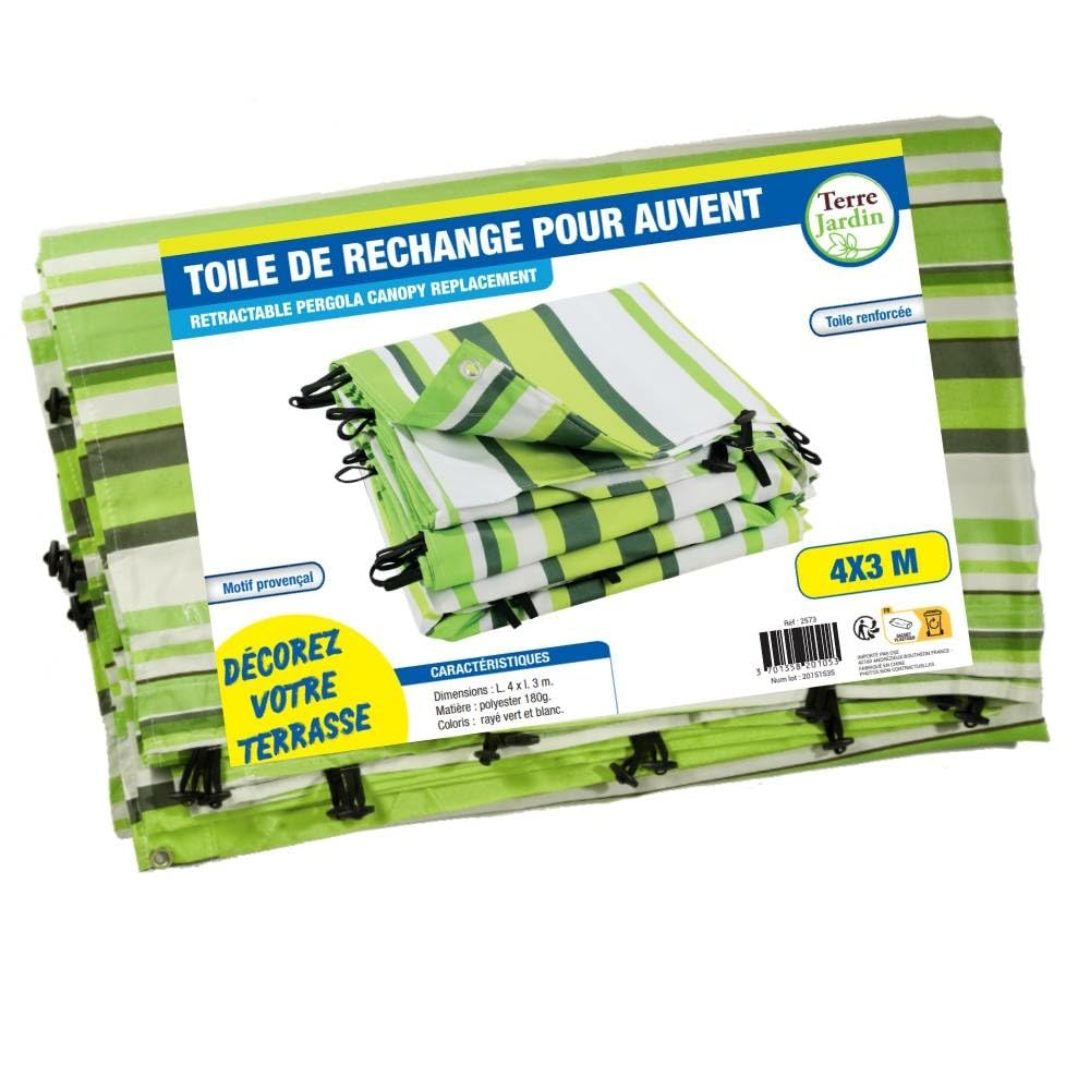 TERRE JARDIN Toile de Rechange pour auvent 3 x 4m - - Vert