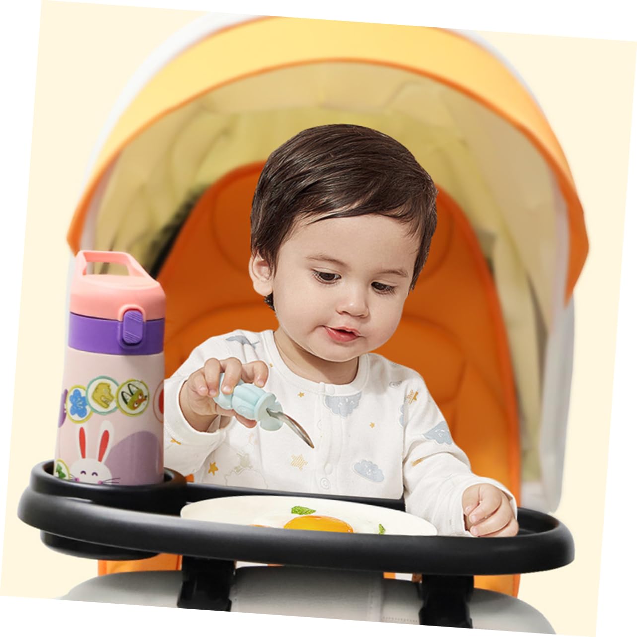 Sosoport Vassoio per Passeggino con Portabicchieri Vassoio per Snack in Plastica Adatto per Carrozzina e Passeggino Facile da Installare e Rimuovere
