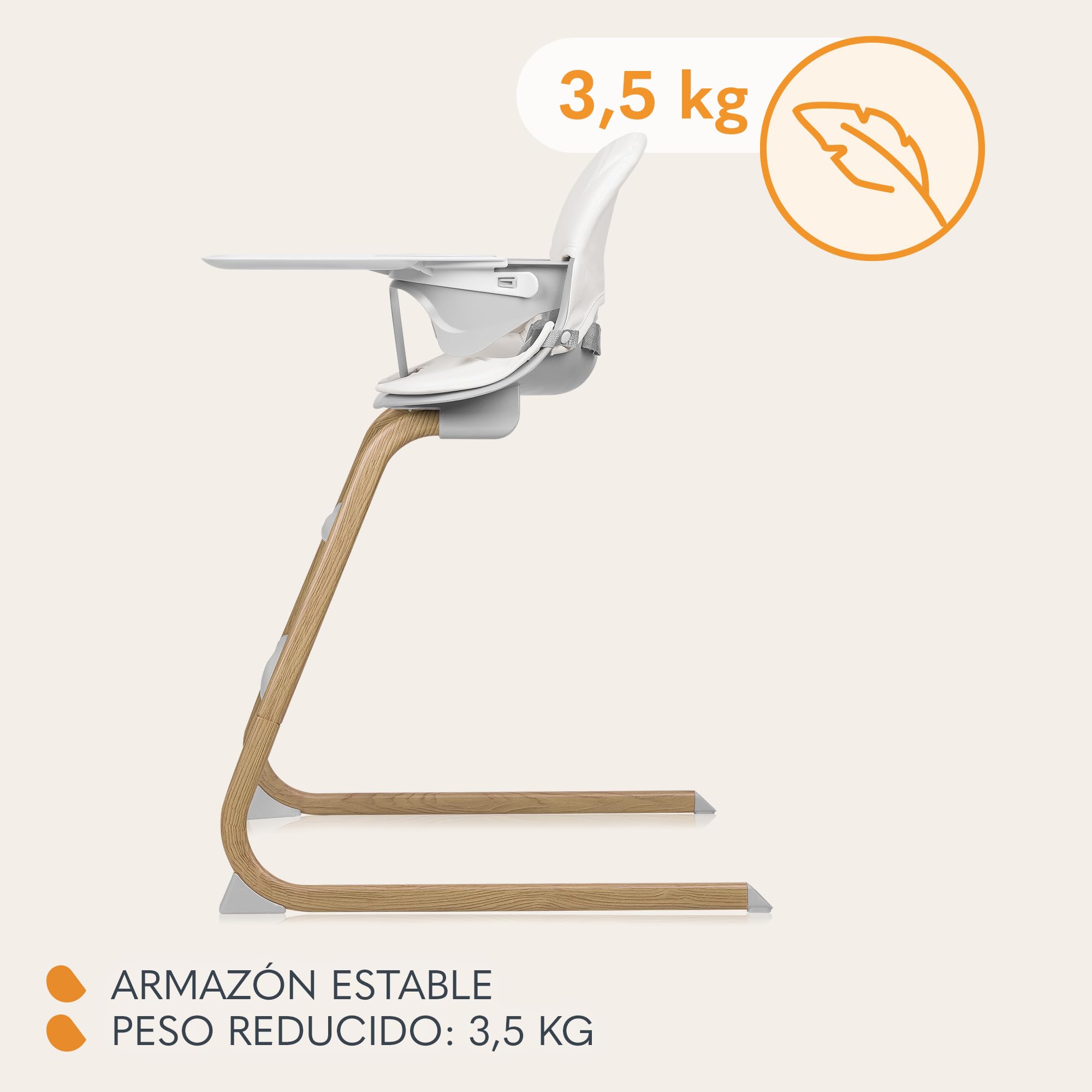 LIONELO DALIA 2 en 1 Trona para bebe de 6 a 36 meses 15 kg, Silla baja para niños mayores de hasta 60 kg, Arnés de 5 puntos, 2 Reposapiés, Bandeja, Crece con el niño (Natural) | De 6 a 36 meses 15 kg, Silla Baja para Niños Mayores de hasta 60 kg, Bandeja,