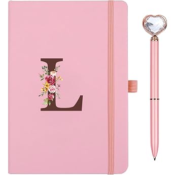Personalisiertes A5 Notizbuch mit Initialen PU Leder Journal mit Stift Stifteschlaufe 200Seiten Tagebuch f r Erwachsene Freundin M dchen Frauen Geburtstag Abschluss Geschenk MuttertagsgeschenkL
