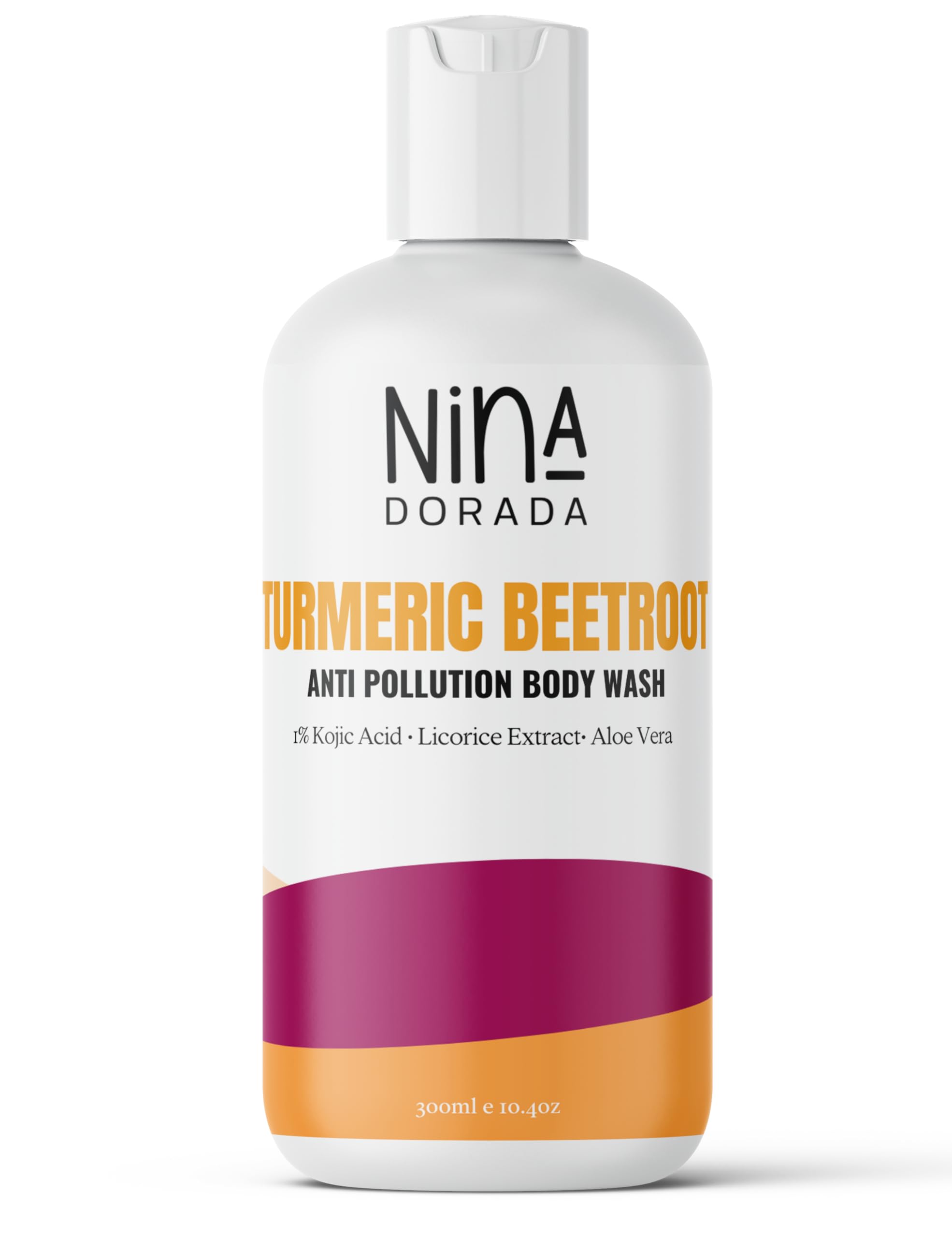 Nina Dorada Turmeric and Beetroot Body Wash | Shower Gel for Oily and Dull Skin | Fades Pigmentation | De Tan Formula with 1% Kojic Acid | For Men and Women