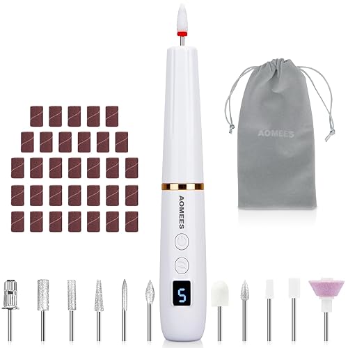 Taladro de uñas eléctrico inalámbrico con anillo de luz de 360, kit de lima de uñas portátil para acrílico, uñas de gel, kit de manicura portátil