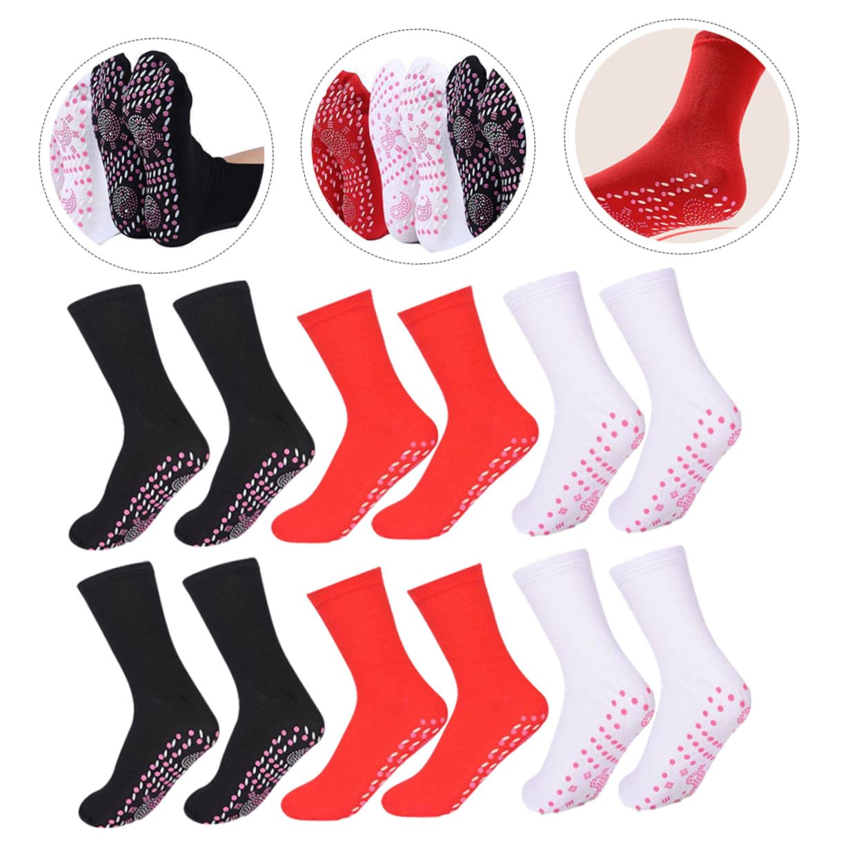 GALPADA 6 Pares Calcetines Térmicos Autocalentables Cálidos y Suaves para Hombres y Mujeres Invierno Autocalentamiento Transpirable para Camping y Esquí
