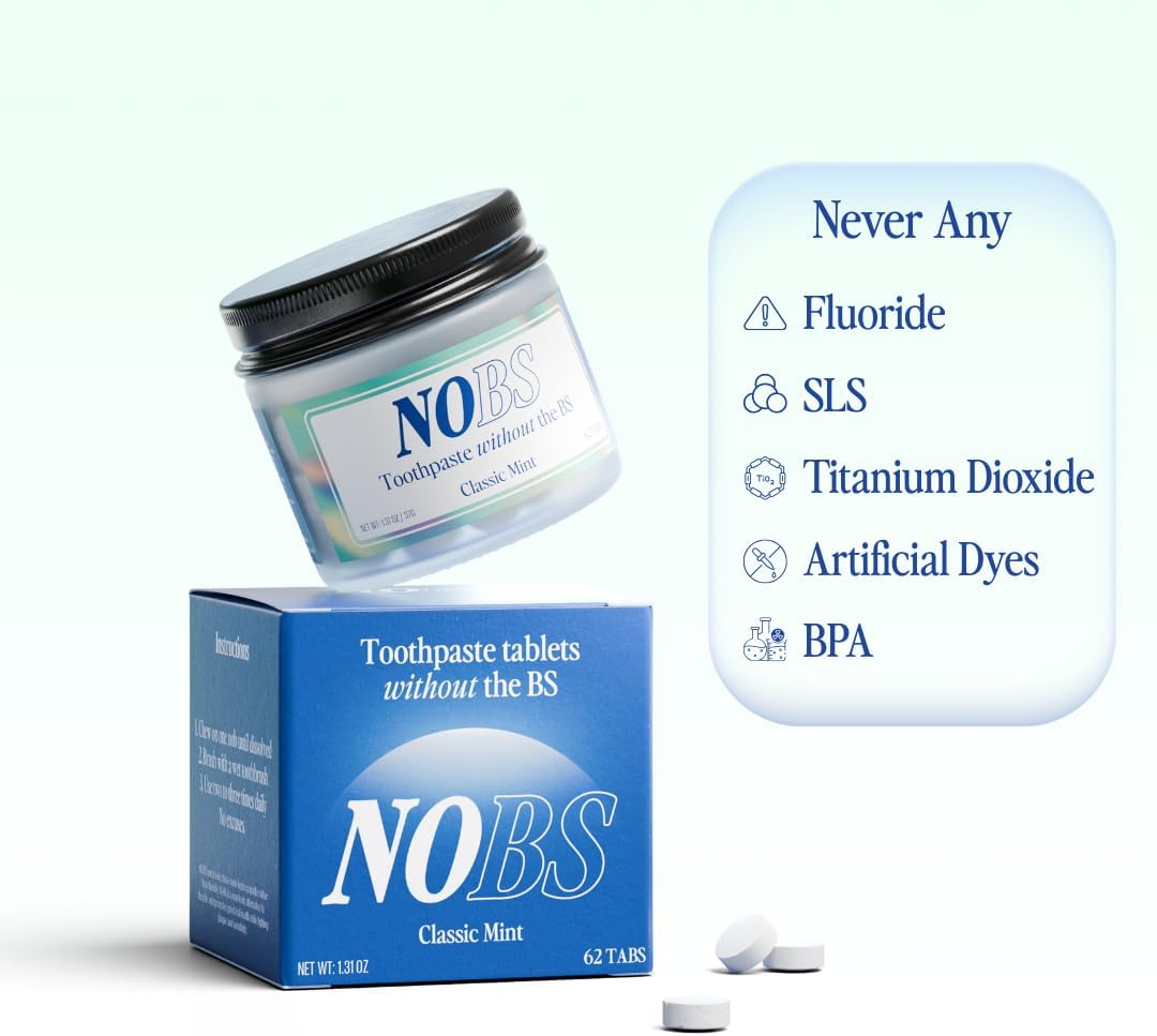 NOBS (No Bad Stuff) Toothpaste Tablets - Nano Hydroxyapatite, Fluoride & Plastic Free, Eco & Travel Friendly - Remineralize with NHA (1 Month) - Image 3