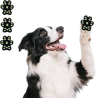 Midrodlle Dog Paw Pad Protector, Non-Slip Traction Pads with Dots, 8 Sets/24 Pcs, Black with Green Dots (Medium)