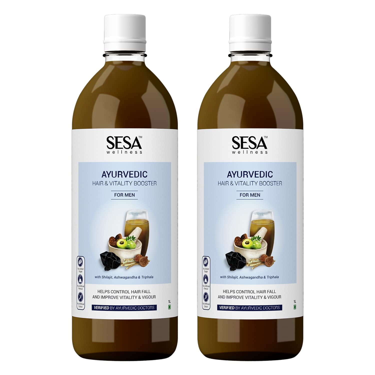 SESA Ayurvedic Juice for Men with Shilajit, Ashwagandha & Triphala - Pack of 2