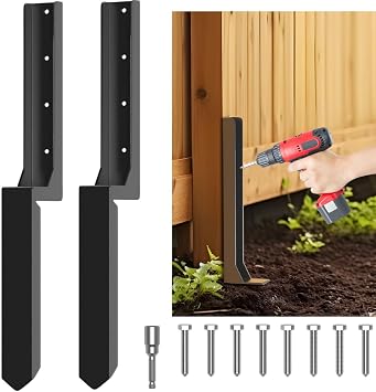 Heavy Duty Steel Fence Post Repair Stakes,33.5inch Anchor Ground Spike,for Repair Tilted/Broken Bamboo Fence Wood Fence Post,Wood Rot Repair2 Pack