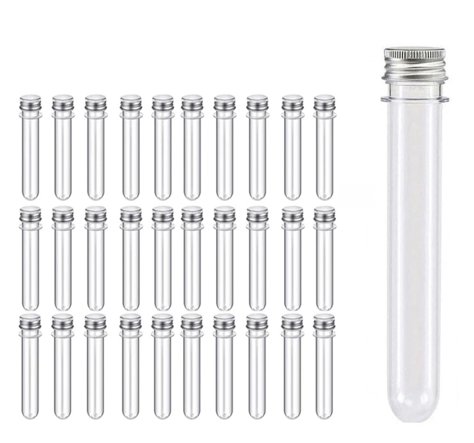 yingyingjia 30 szt. Laboratorium 50 ml PET Butelka probówkowa Przezroczysta cylindryczna plastikowa butelka wielokrotnego napełniania do maski cukierkowej linii danych 25 * 160 mm