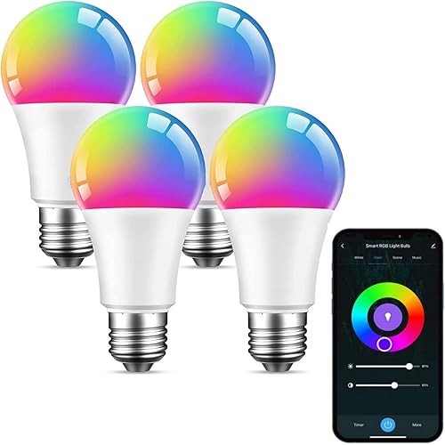Beantech - Bombilla inteligente, bombillas LED WiFi, bombilla regulable que cambia de color 2700K-6500K, bombillas inteligentes funcionan con Alexa