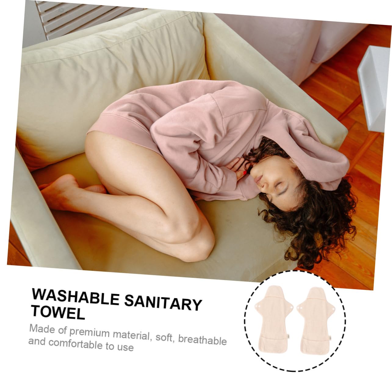 FRCOLOR 4 unidades de compresas menstruales de tela lavables para mujer, reutilizables, almohadillas menstruales, almohadillas de algodón orgánicas, compresas sanitarias portátiles, toallas de tía