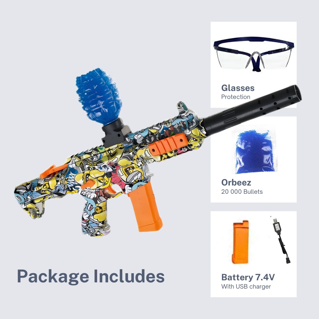 Gel Blaster Gun ARP9 – Pistolet à Bille Eau Electrique Automatique – 20000 Balles et Lunettes – Watersoft Puissant Fusil Arme Mitraillette - Adulte Gelfire Water Gun (Multicolor)