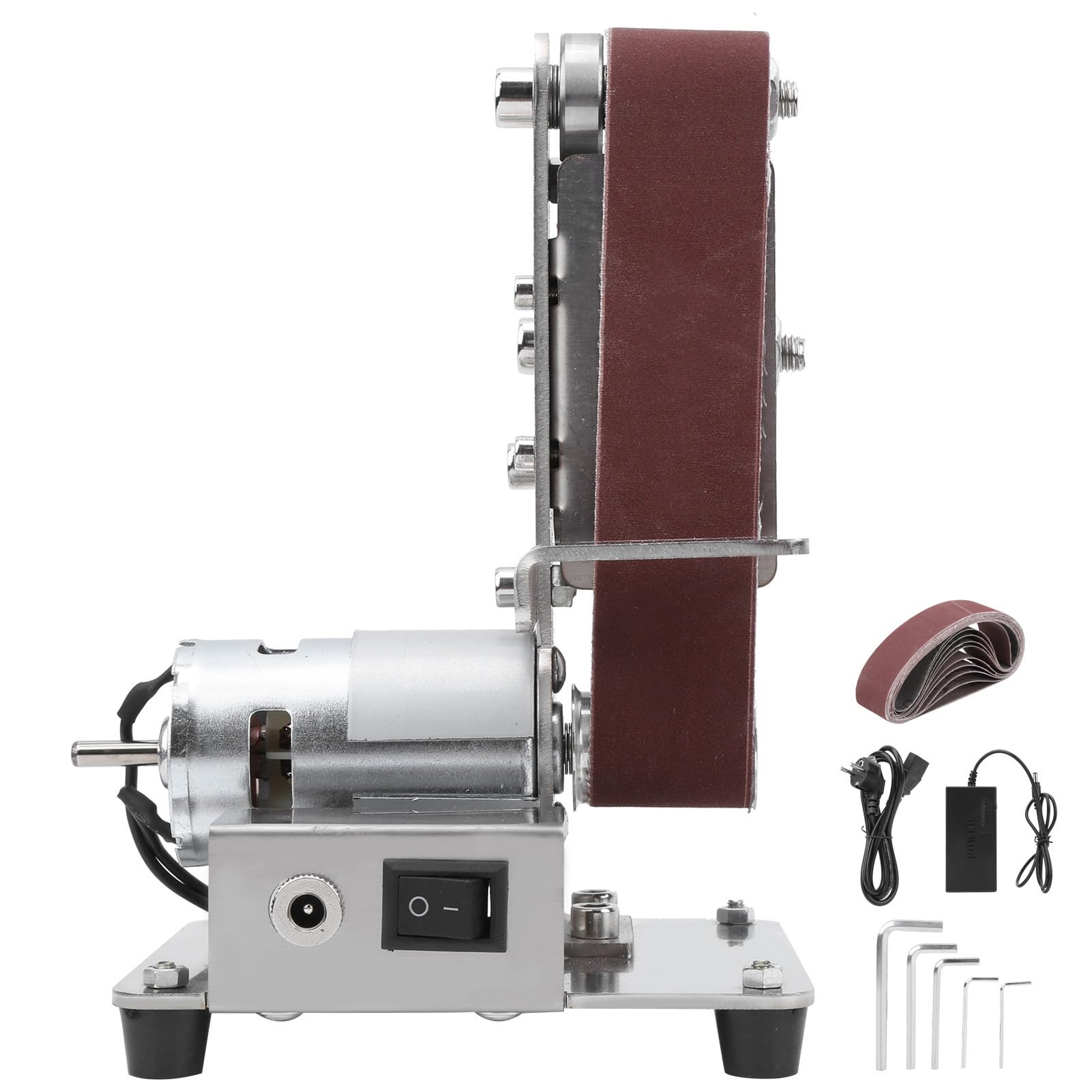 Elektrischer Bandschleifer Multifunktionaler Schleifer-Kit Mini-DIY-Abrauerschleifmaschine mit Sandband und Stromkabel für 240 V