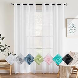 Cortinas Blancas Modernas Para Sala EMEMA Cortinas Poliéster Translucida de Dormitorio Moderno Ojales Cortina Ventana Visillos Salon para Sala Cuarto Dormitorio Comedor Cocina Salón de 2 Unidades 140 x 225cm Blanco