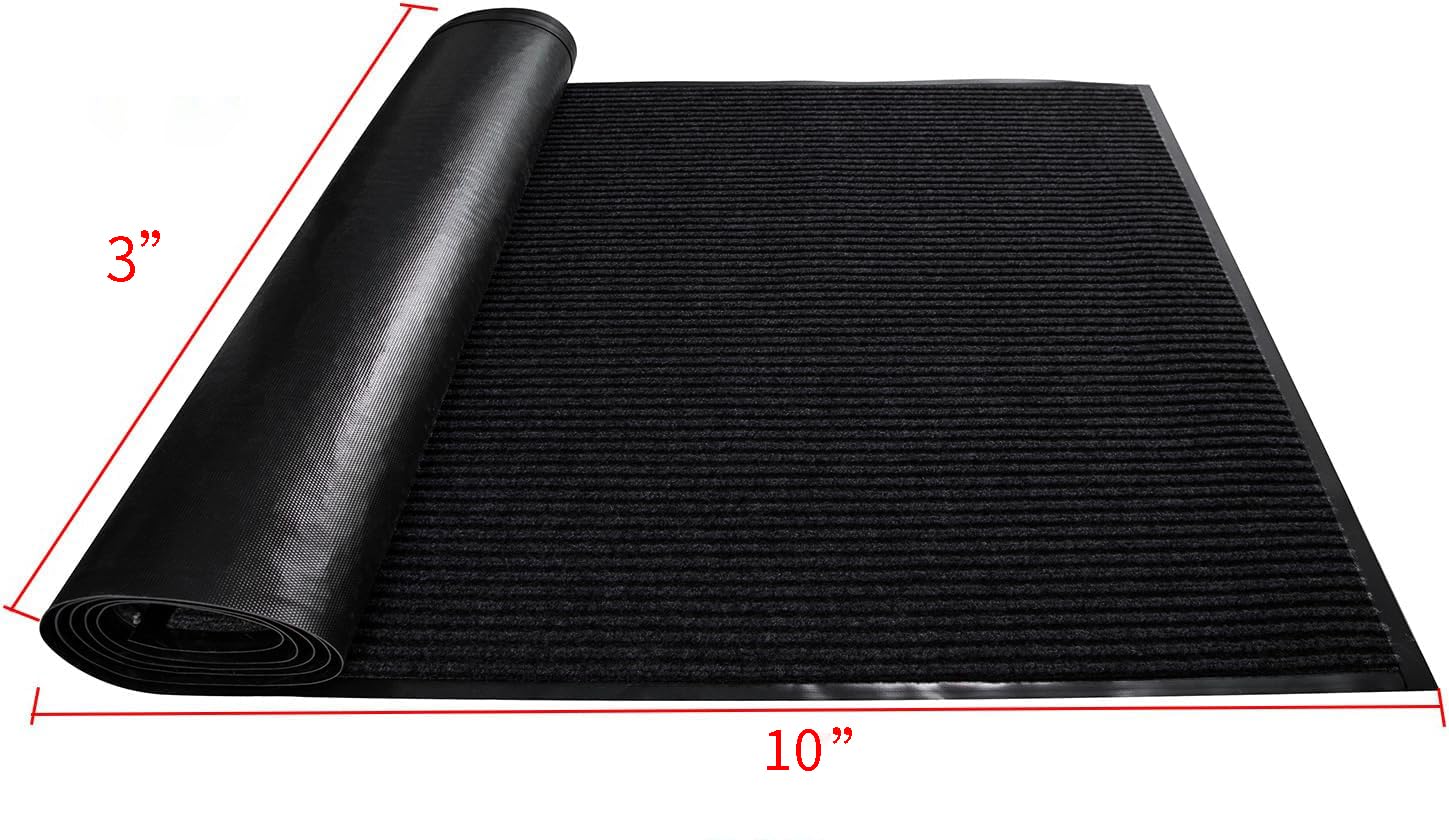 TANYOYO 3' X 10' Commercial Grade Door Floor Mat Brush Step Entrance Mat Vinyl Backed Utility Doormat Heavy Duty Floor Rugs Commercial Outdoor Carpet Indoor Entrance Mat?Black