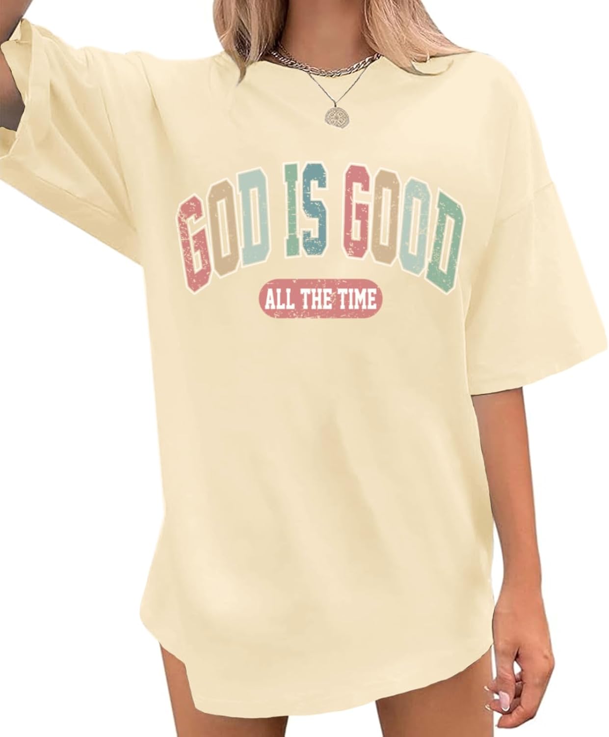 Christian Shirts for Women Oversized God is Good Shirt Religious Jesus Faith Inspirational Tshirt Bible Verse Tee Top