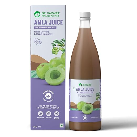 Dr Vaidya's Amla Juice 950ml | for Healthy Liver | Helps Healthy Skin and Protects from Hairfall | Manages Sugar Levels and Improves Energy Levels | Boosts Immunity | Sugar Free, 100% Ayurvedic, No Artificial colours and No Side effects