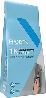 EPODEX 1K Concrete Effect, Venetian Plaster for Industrial Style Walls, Complete Venetian Plaster Kit for Decorative Surfaces on Tiles, Wood & More, 11lbs (53sqft) – Sand