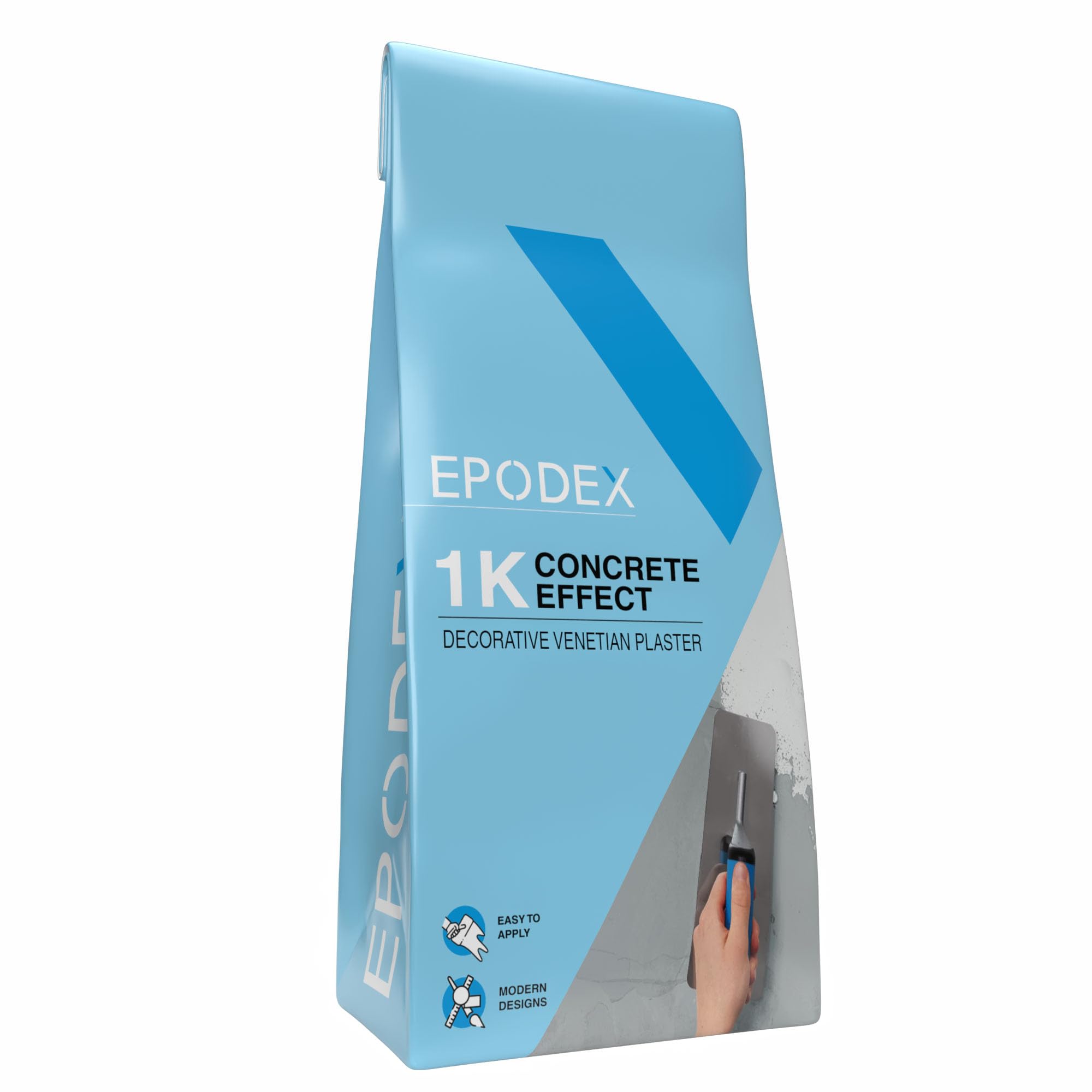 EPODEX 1K Concrete Effect, Venetian Plaster for Industrial Style Walls, Complete Venetian Plaster Kit for Decorative Surfaces on Tiles, Wood & More,